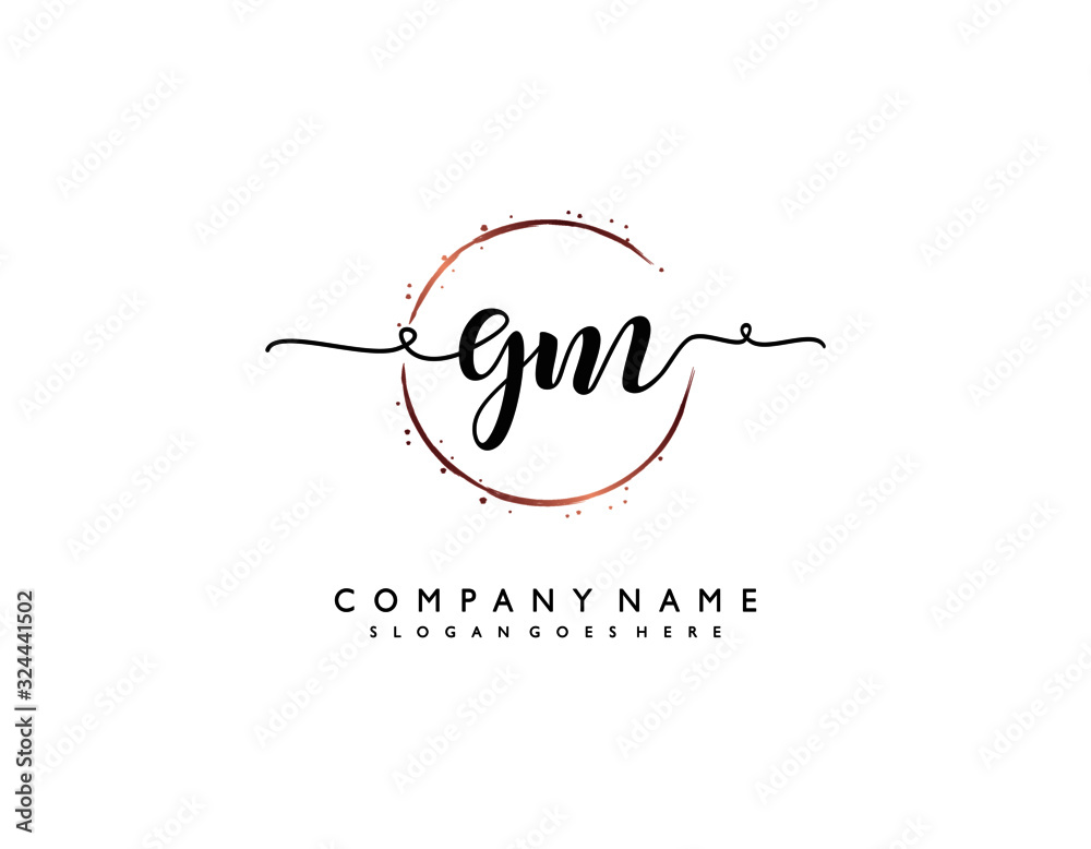 letter GM MG minimalist feminine handwriting logo. vector design of wedding  invitation badges, fashion, beauty, Stock Vector