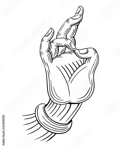 buddha hand meditation gesture hand drawn vector
