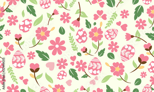 Cute Easter egg pattern background, with unique of egg and floral design. © StockFloral