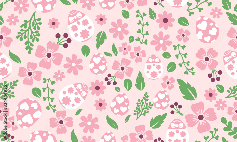 Antique Easter egg pattern background design, with leaf and floral design.