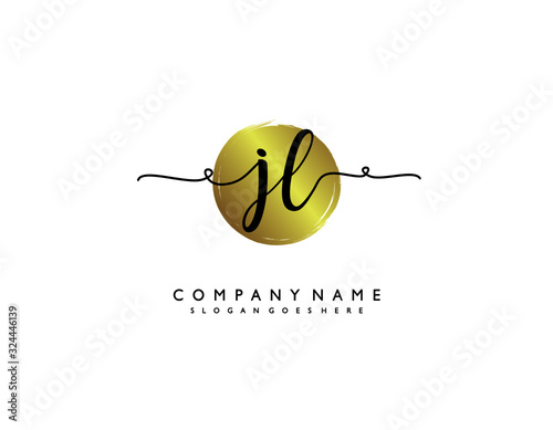 letter JL LJ minimalist feminine handwriting logo. vector design of wedding invitation badges, fashion, beauty, photo