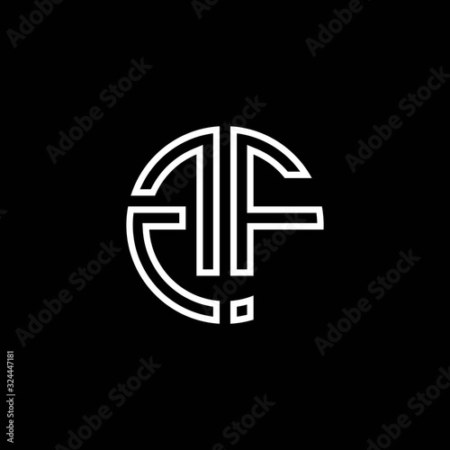 GF monogram logo circle ribbon style outline design template