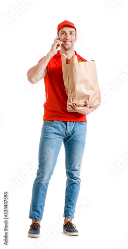 Handsome worker of food del...