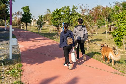 Taichung Central Park at the Shuinan Economic and Trade Area in blue sky sunny day. Former Shuinan Airport, lot of green space in here, the second largest park in Taiwan. Xitun District, Taichung City photo