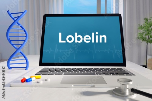 Lobelin – Medizin, Gesundheit. Computer im Büro mit Begriff auf dem Bildschirm. Arzt, Gesundheitswesen photo