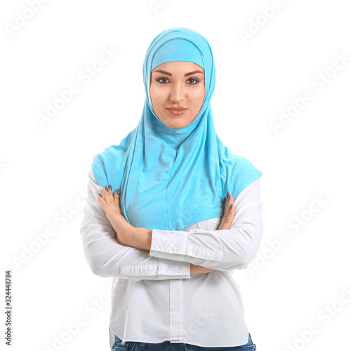 Beautiful Arab woman on whi...