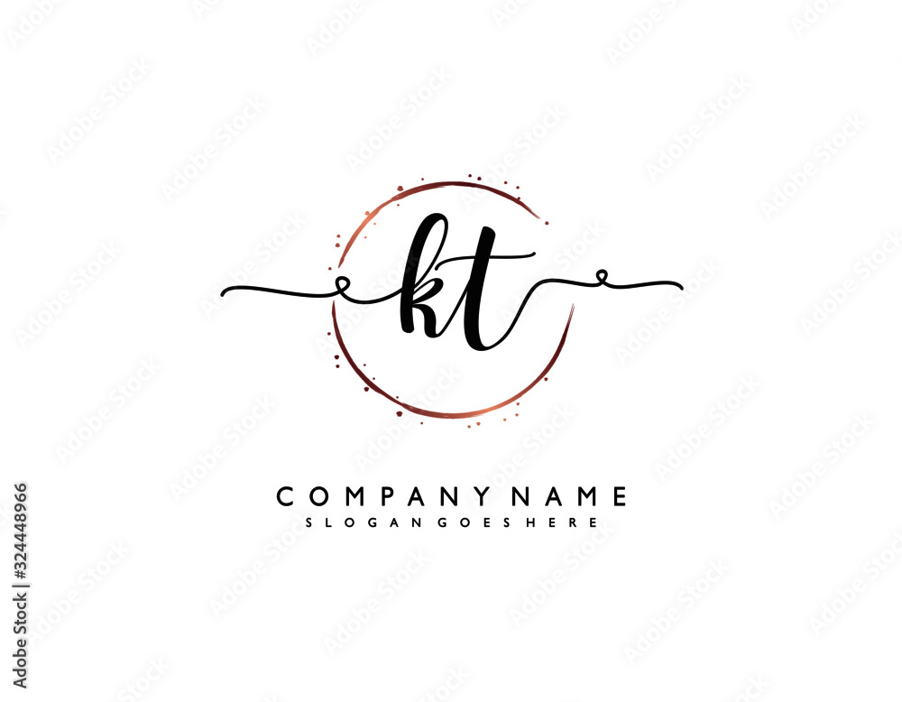 letter KT TK minimalist feminine handwriting logo. vector design of ...