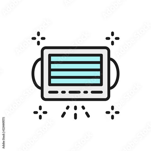 Medical mask flat color line icon. Isolated on white background