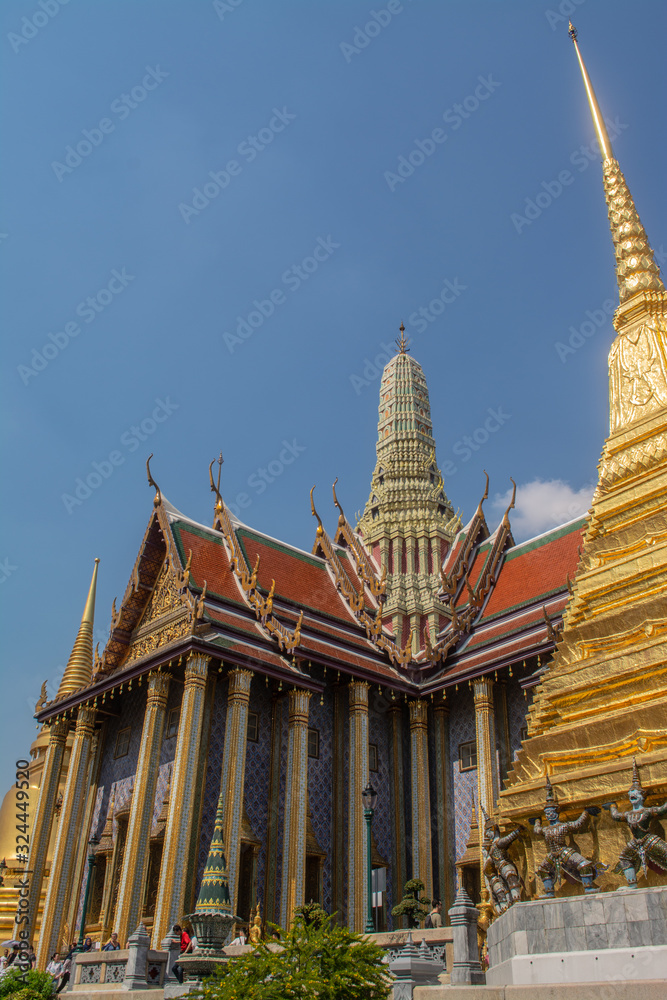 Fototapeta premium Area within Wat Phra Kaew temple that is regarded as the most sacred Buddhist temple in Bangkok Thailand.