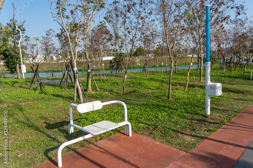 Taichung Central Park at the Shuinan Economic and Trade Area in blue sky sunny day. Former Shuinan Airport, lot of green space in here, the second largest park in Taiwan. Xitun District, Taichung City photo
