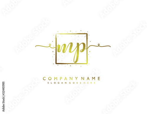 letter MP PM minimalist feminine handwriting logo. vector design of wedding invitation badges, fashion, beauty,