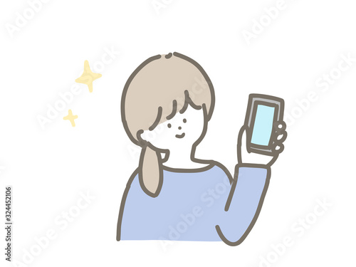 A woman holding a smartphone.