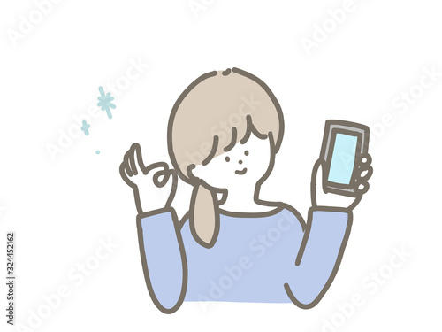 A woman holding a smartphone.
