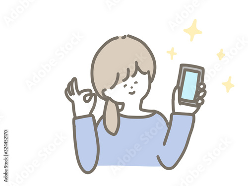 A woman holding a smartphone.
