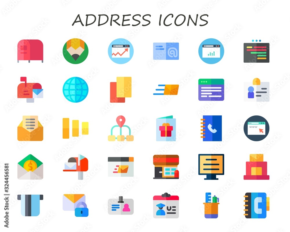 Modern Simple Set of address Vector flat Icons