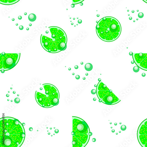 realistic vector seamless pattern sectional refreshing juicy lemon with pulp and bubbles of carbonated drink on a transparent background. Natural citrus juice. Refreshing tropical fruits