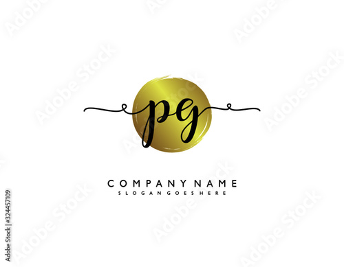 letter PG GP minimalist feminine handwriting logo. vector design of wedding invitation badges, fashion, beauty,