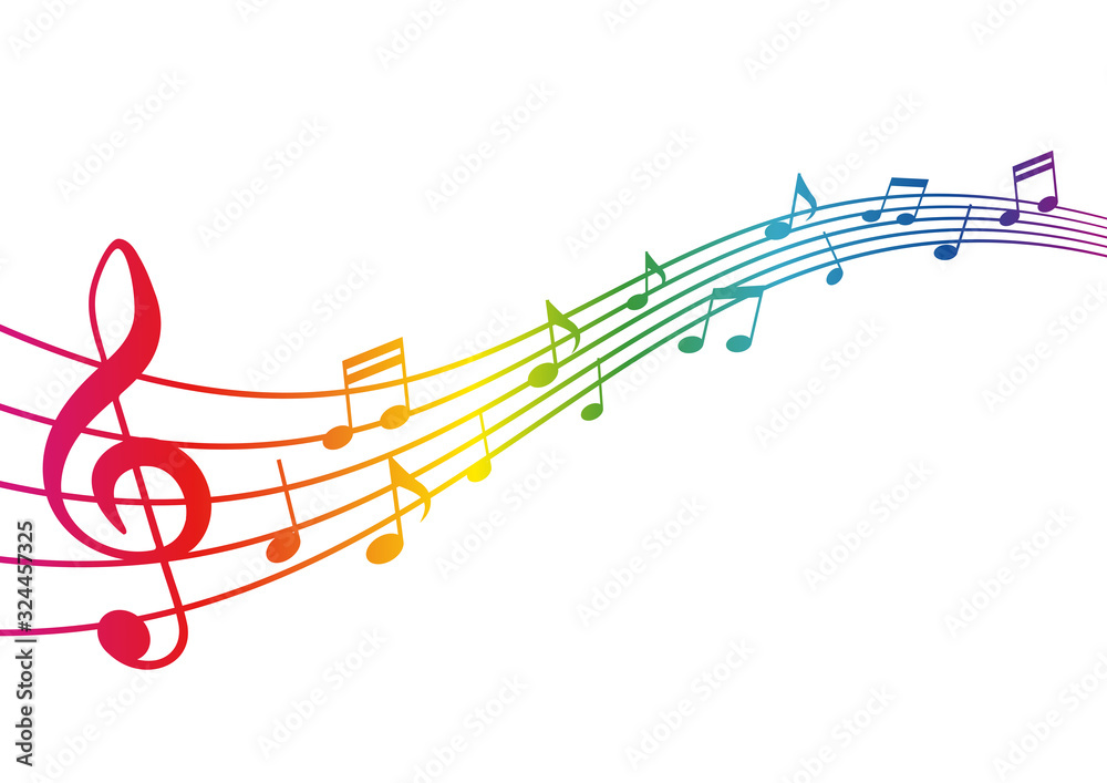 レインボーカラーの楽譜イラスト Stock Vector Adobe Stock