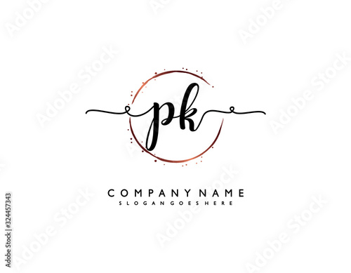 letter PK KP minimalist feminine handwriting logo. vector design of wedding invitation badges, fashion, beauty,
