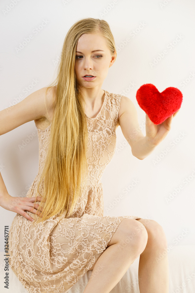 Sad woman on Valentines day Sad woman on Valentines day