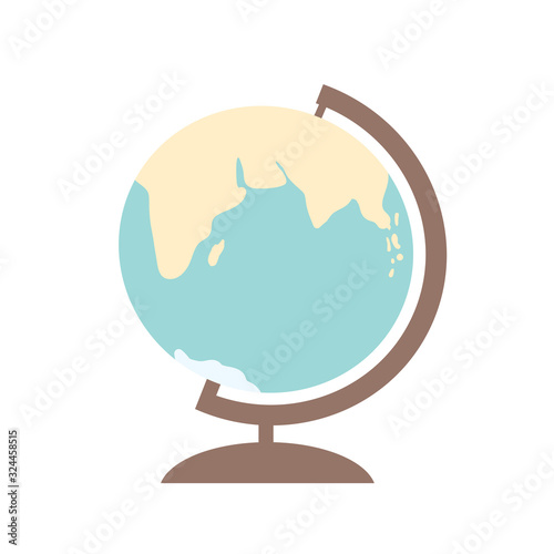Educational model of a globe on a stand. Vekstor on a white background.