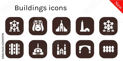 Modern Simple Set of buildings Vector filled Icons