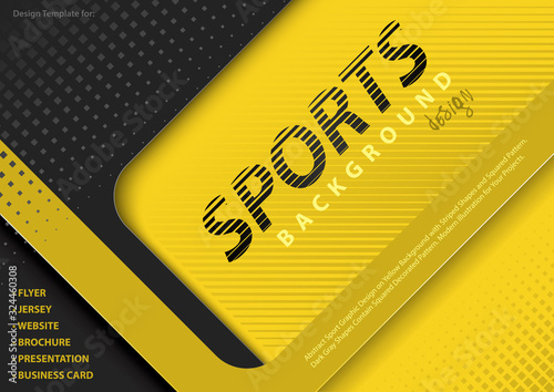 Abstract Yellow-Black Background in Sport Design Style with Decorative Lines ...