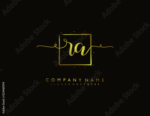 letter RA AR minimalist feminine handwriting logo. vector design of wedding invitation badges, fashion, beauty, photo