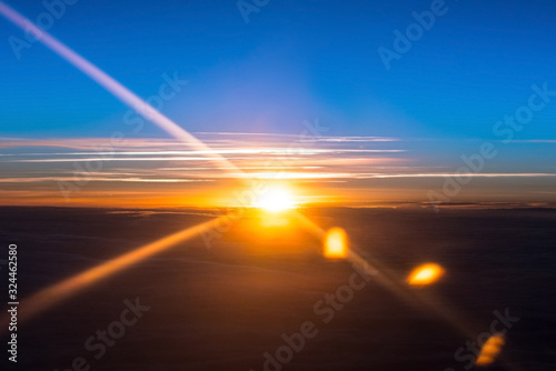 Lens flare from shooting against the morning sunrise