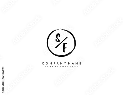 letter SF FS minimalist feminine handwriting logo. vector design of wedding invitation badges, fashion, beauty,