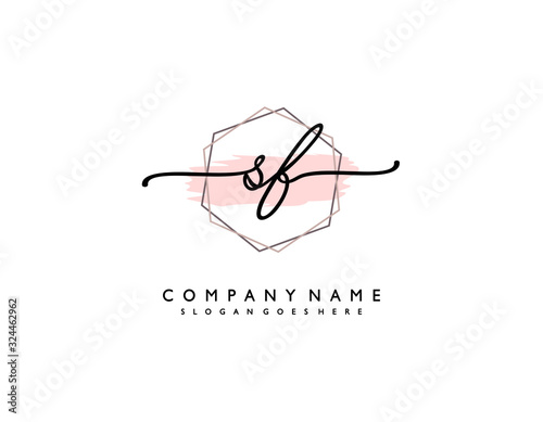 letter SF FS minimalist feminine handwriting logo. vector design of wedding invitation badges, fashion, beauty,
