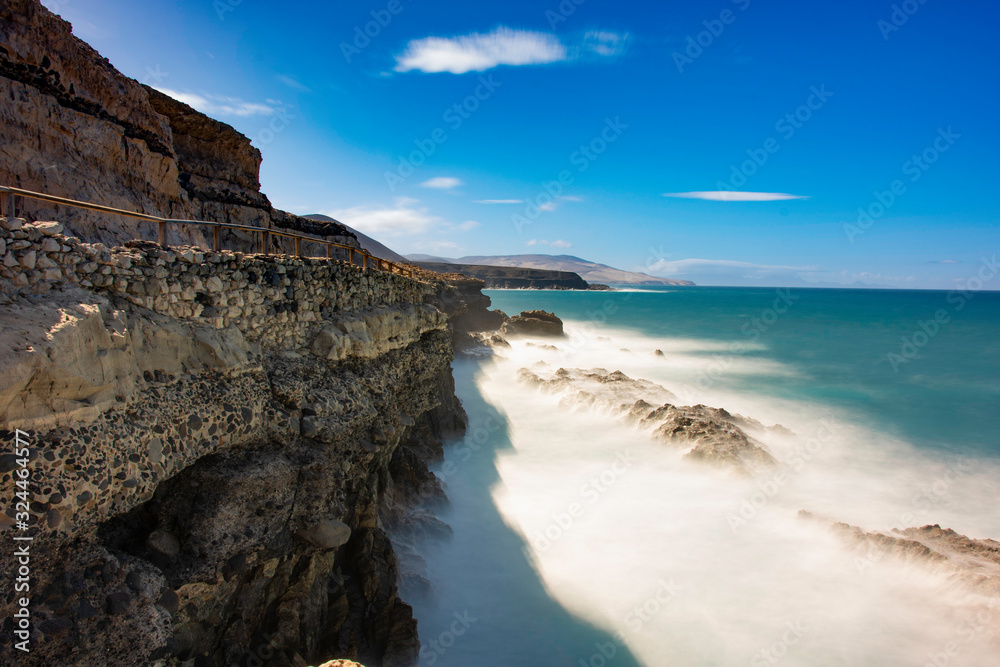 the coastline of Ajuy, fuerteventura, spain.
