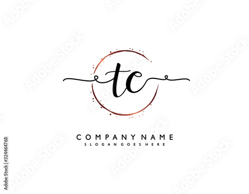 letter TC CT minimalist feminine handwriting logo. vector design of wedding invitation badges, fashion, beauty,