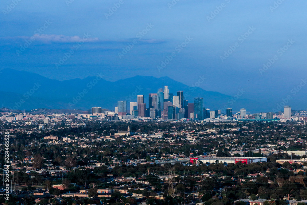 Faraway Panorama of Los Angeles City, USA
