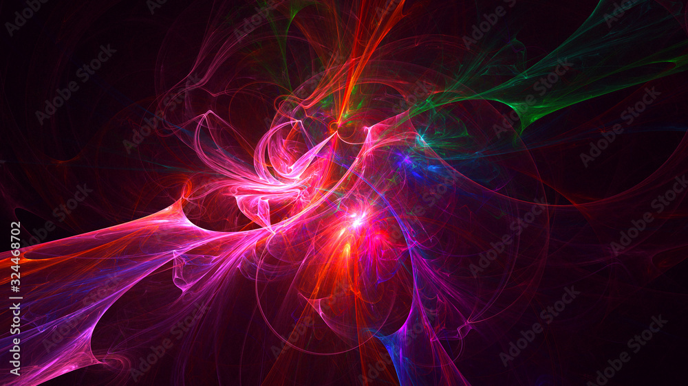 3D rendering abstract red fractal light background 3D rendering abstract red fractal light background