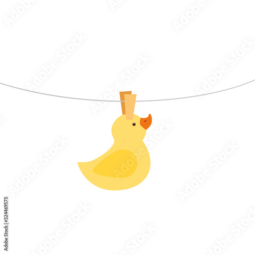 cute duck rubber hanging isolated icon vector illustration design