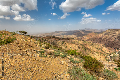 Beautiful highland landscape with valley. Afar region near city Mekelle. Ethiopia  Africa wilderness