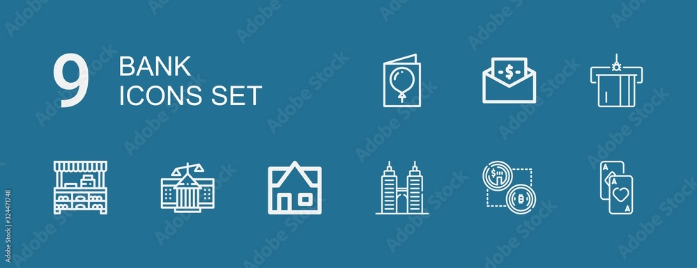 Editable 9 bank icons for web and mobile