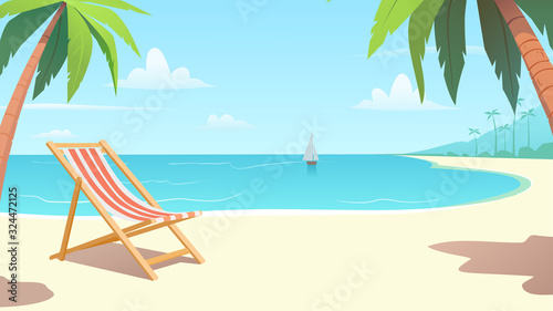 Summer background. Beautiful tropical seashore full of the sunlight,