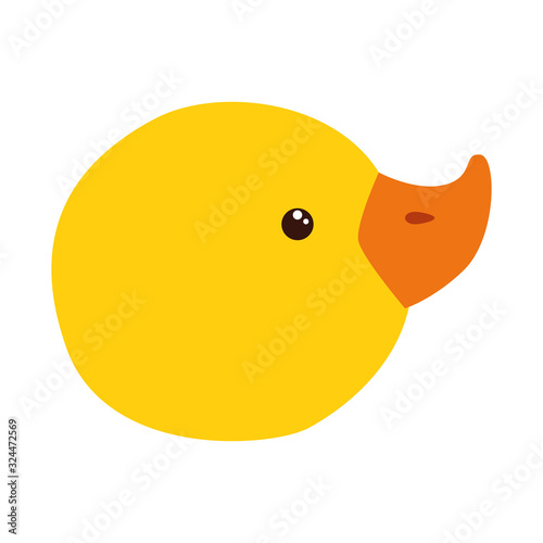 face of cute duck rubber toy isolated icon vector illustration design