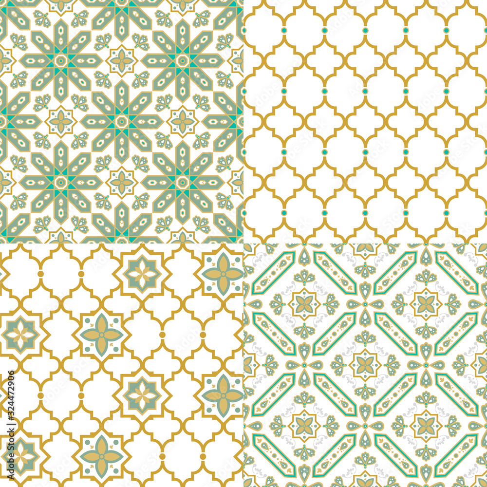 Oriental arabic seamless pattern. Traditional Arabic Islamic background decorative design.