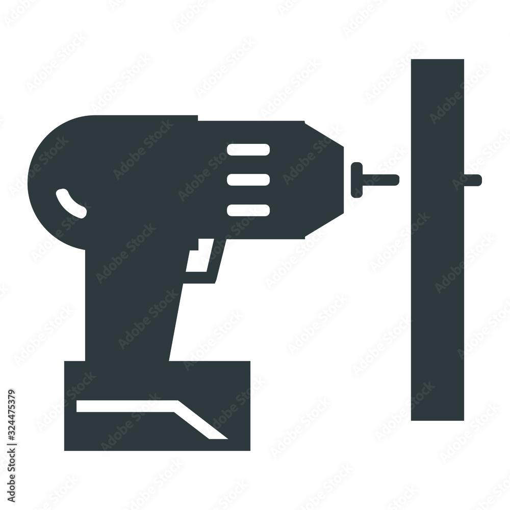 Carpentry drill icon on white background Carpentry drill icon on white background