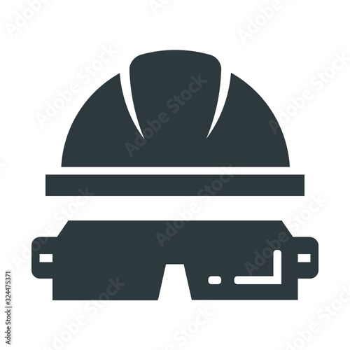 Helmet and google icon on white background	