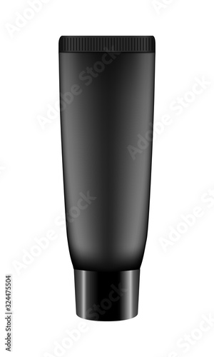 Realistic black blank tube with cap isolated on white background