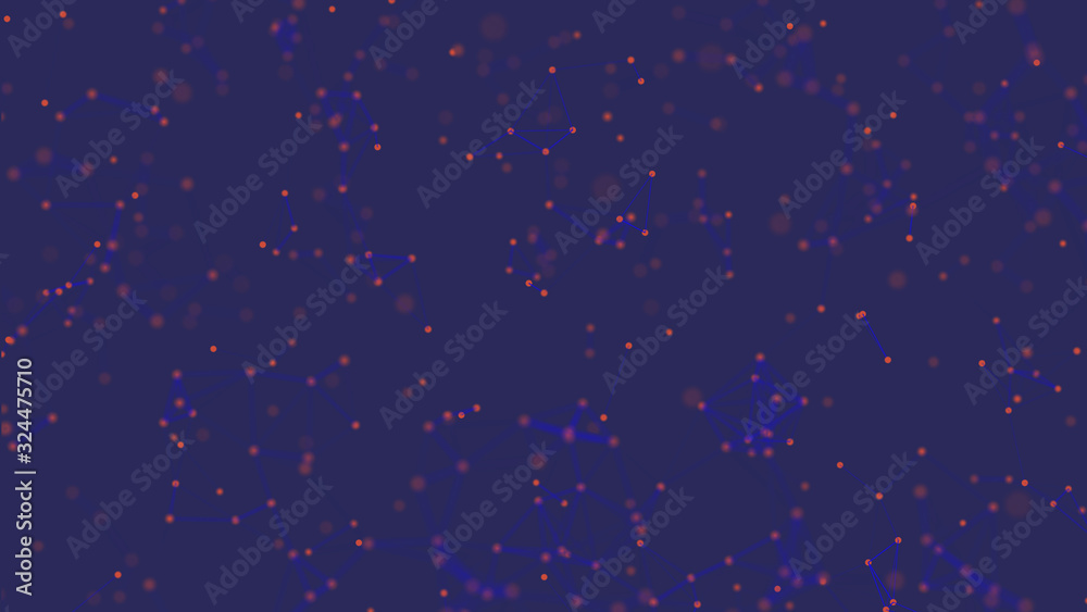 Abstract purple digital background with red cybernetic particles, geometric background with triangular cells. Red digital polygons on light background. Plexus connected lines motion Abstract purple digital background with red cybernetic particles, geometric background with triangular cells. Red digital polygons on light background. Plexus connected lines motion