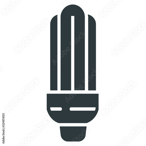 Fluorescent lamp icon on white background	