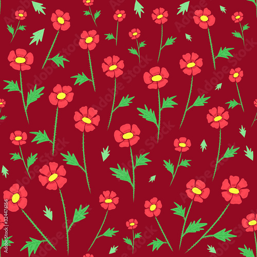 Seamless floral pattern. Print poppies. Floral print. Print for wallpaper  fabric  paper and other surfaces.