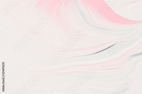 Smooth wet white and pink painted background with lines brush strokes.