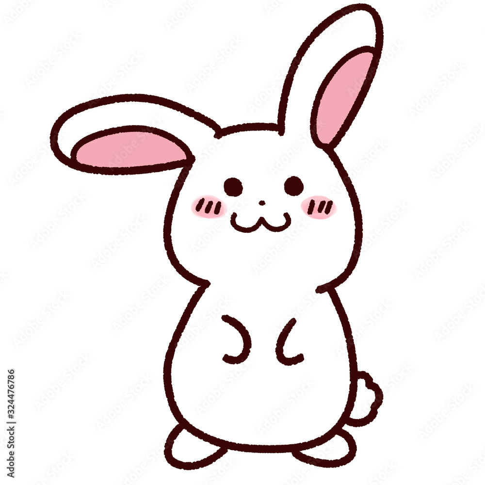 手描き風のかわいい白ウサギ 手描き風のかわいい白ウサギ