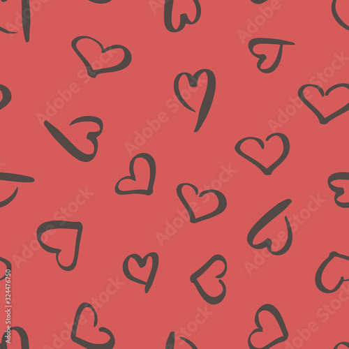 Vector abstract seamless background with hearts. Great for paper, card, wallpaper, banner, fabric, interior. Hand-drawn illustration.